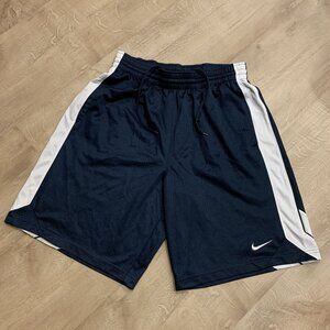 Nike Swoosh Basketball Shorts Men's Medium M Navy Blue White Athletic Sportswear